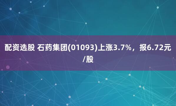 配资选股 石药集团(01093)上涨3.7%，报6.72元/股